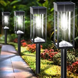 COXSENI Solar Pathway Lights Outdoor IP65 Waterproof, 6 Pack 6500K LED Auto On/Off Walkway Landscape Light for Yard Lawn Garden Patio Driveway Outside Decor, Cool White