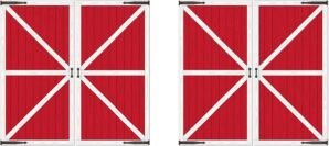 Beistle Red Barn Door Backdrop Props, 4 Pieces – Printed Plastic Animal Farm Party Wall Decorations, Western Birthday
