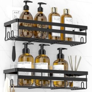 WOWBOX Shower Caddies 2 Pack – Adhesive Hanging Shower Shelf – Bathroom Organizers and Storage, No Drilling Stainless Shower Shelves for Home Decor, Bathroom Accessories