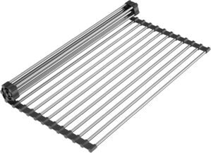 Roll Up Dish Drying Rack, Over The Sink Roll Up Drying Rack for Kitchen,17″ L x 15.7″ W, Black