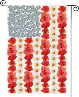AVOIN colorlife Myosotis Poppy Memorial Day Garden Flag 12×18 Inch Double Sided Outside, Patriotic American Flag Yard Outdoor Decoration