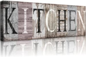 DCMVJHZV Kitchen Signs Canvas Wall Art Rustic Kitchen Wall Decor Retro Farmhouse Sign Print Quotes Painting Picture With Solid Wood Inner Frame Decor Ready to Hang(6″x16″)