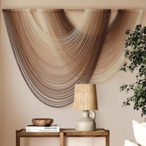 Macrame Wall Hanging Dip-Dye Boho Home Decor Fiber Wall Art Craftsmanship Bedroom Livingroom 57″ W x 39″ L