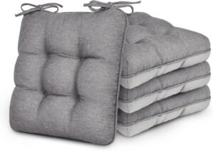 Love’s cabin Memory Foam Chair Cushions Set of 4, 15.5″x15.5″x3.5″ Indoor & Outdoor Seat Pads for Dining, Kitchen, Office, Patio Chairs – Grey
