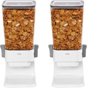 OXO Good Grips Countertop Cereal Dispenser, Clear/White (Pack of 2)