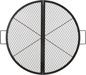 VEVOR X-Marks Fire Pit Grill Grate, Foldable Round Cooking Grate, Heavy Duty Steel Campfire BBQ Grill Grid with Handle and Support X Wire, Portable Camping Cookware for Outside Party, 36 Inch Black