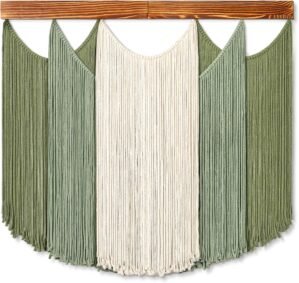 Dremisland Macrame Wall Hanging Dip-Dyed Large Boho Wall Decor Yarn Tapestry Handmade Sage Green Woven Tapestry Wall Art Decorations for Bedroom Living Room Nursery Apartment 31.5″x29.5″