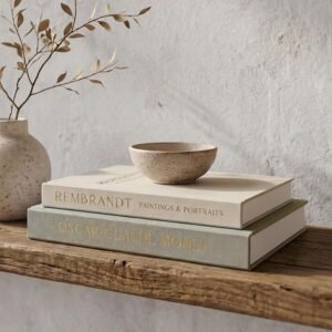 ZICOTO Set of 2 Beautiful Decorative Linen Books – Aesthetic Faux/Fake Books for Modern Home Decoration on Coffee Table, Bookshelf or Mantel – Stylish Keepsake Box and Photo Storage Solution
