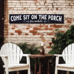 1 Pack Come Sit on the Porch Sign Outdoor Wooden 46.5 x 8 Inches Welcome Sign Front Porch Decorations Outdoor Farmhouse Rustic Porch Welcome Sign Horizontal Board over a Door or Porch Deck