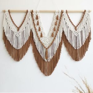 large macrame wall hanging – Boho Tapestry Macrame Wall Decor Art- Chic Bohemian Handmade Woven Tapestry Home Decoration for Bedroom Living Room Apartment Wedding Party – 43″x32″ (Beige-Brown)
