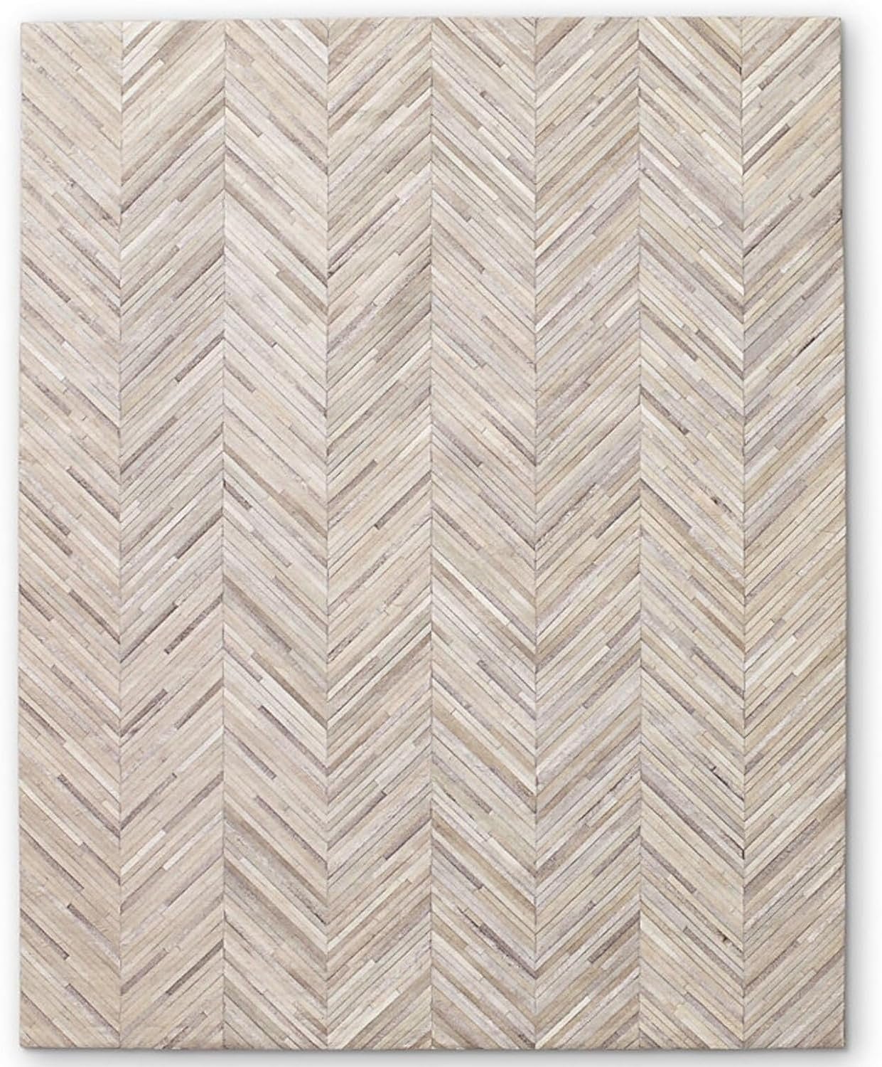 Cowhide Leather Area Carpet, Luxury Rectangular Non Slip Floor Accent Rug for Dining Room, Living Room, Entryway, Elegant Collection Indoor Carpet, Color- Beige (8×10 ft)