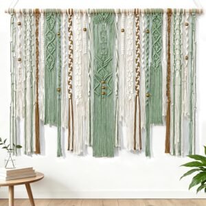 MEIVINES Macrame Wall Hanging Large Wall Art Handmade Woven Tapestry Boho Tapestry Macrame Wall Decor Art Home decoration for Living Room Bedroom Apartment Dorm Wedding Party 38″ x 29″