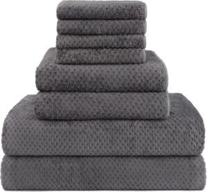 HOMEXCEL 8 Piece Bath Towel Set, Microfiber Bathroom Towel – 2 Bath Towels, 2 Hand Towels, and 4 Wash Cloths, Super Soft, Highly Absorbent Towels for Bathroom, Gym, Hotel, and Spa (Grey)