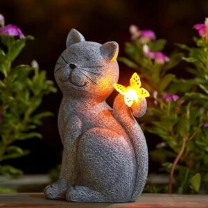 Nacome Cat Outdoor Statues for Garden: Outside Decor with Butterfly Clearance for Yard Art Lawn Ornaments Porch Patio Balcony Home House – Gifts for Mom Grandma Women