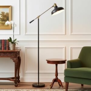 Brightech Wyatt LED Floor Lamp, Industrial Floor Lamp for Living Rooms & Offices – Charming Farmhouse Floor Lamp, Adjustable Head Standing Lamp for Bedroom Reading, Stunning Living Room Décor