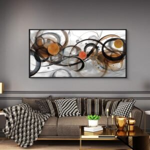 XLSJERST Black and Orange Picture Artwork – Boho Abstract Wall Art for Living Room Office Canvas Pintings Modern Minimalist Frame Wall Art 40×20 Inches