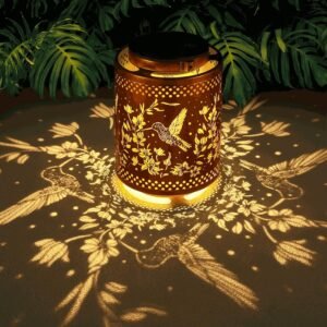 Hummingbird Solar Lanterns Garden Decor Birthday Gifts for Women Mon Grandma Metal Hanging Solar Lights Waterproof Outdoor Decoration for Outside LED Lanterns for Yard Patio Lawn Pathway Landscape