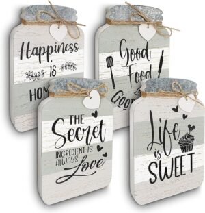Old Shack Collection – Kitchen Wall Decor Set of 4 – Durable Kitchen Wall Art – Refined Kitchen Decor to Elevate Your Home, Crafted for Lasting Style, Each sign: 8×5 in