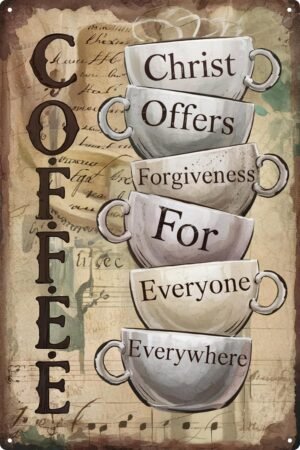 Vintage Coffee Metal Iron Sign wall art Decoration for A Family Living Room Cafe 8×12 In