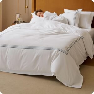 Bedsure 100% Giza Egyptian Cotton Duvet Cover King, CEA Certified Luxury Hotel Duvet Cover, PureWoven Soft & Breathable Sateen Bedding Set for All-Season, 3 Pieces, 104″x90″ (Gradient Blue)