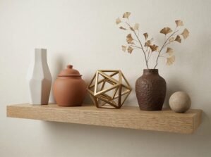 Solid Oak Floating Wall Shelf, Natural Wood Finish, Modern Style for Home Decor Display