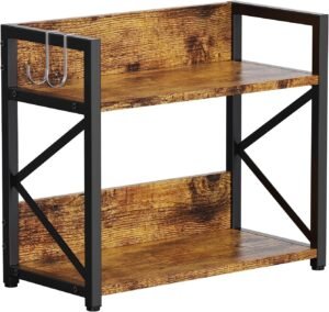 RUILALIFE 2 Tier Kitchen Counter Shelf Organizer, Coffee Bar Station Organizer for Countertop，Space Saving Spice Rack, Desk Shelf Riser, Coffee Bar Accessories(Rustic Brown, Medium)