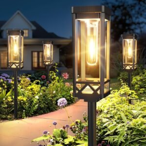 KOOPER Taller Solar Pathway Lights Outdoor, 8 Pack Upgraded Brighter Solar Garden Lights Solar Powered, Up To 15 Hours Outdoor Solar Lights for Yard Landscape Lighting Path Walkway Driveway Sidewalk