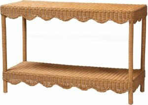 Bali & pari Oteria Bohemian Light Honey Scalloped Rattan Console Table