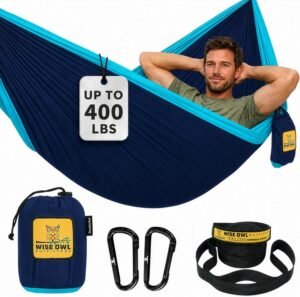 Wise Owl Outfitters Camping Hammock – up to 500lbs Portable Hammock with Tree Straps – Travel, Backpacking, Hiking, Outdoors Camping Gear – Single or Double