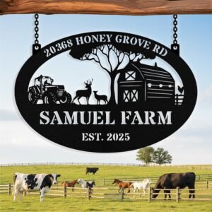 Personalized Metal Farm Signs, Custom Ranch Sign, Customized Farm Metal Signs Outdoor, Custom Large Hanging Family Name Sign for Farms, Ranch, Barn, Farmhouse