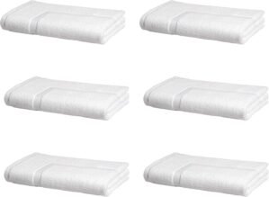 Amazon Basics Premium 100% Cotton Absorbent Soft Bath Mat, Machine Washable, 684 GSM, 20″ x 30″, White, Hotel Spa Bathmats, 6-Pack (Previously AmazonCommercial)