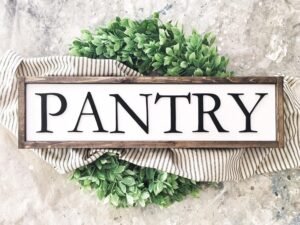 Kitchen Pantry Sign, Rustic Farmhouse Decor, Dry Goods Wall Door Accent, Framed Wood Sign Wooden Signs with Sayings Wood Signs4 X 16 Inch