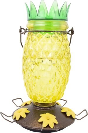 Perky-Pet Pineapple Top-Fill Glass Hummingbird Feeder – 28 oz Nectar Capacity – 9110-2 – Trendy Bird Feeder Outdoors – Feed Humming Birds – Outdoor Decor – Easy to Fill and Clean – 2 Pack