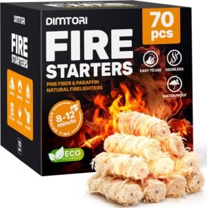 70 pcs Fire Starter – Natural Fire Starters for Campfires, Fire Pit, Pizza Oven, Fireplace, Smoker, BBQ, Pellet Stove & Wood – Fire Starters for Grill, Charcoal Starter