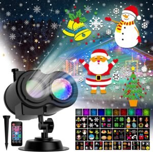 2026 Upgrade Halloween Christmas Projector Lights Outdoor, COOLWUFAN 2-in-1 Holiday Projector Lights Decorations, 30 Bright HD Effects (20 Slides) Projection Light for Xmas Party Garden Yard Decor