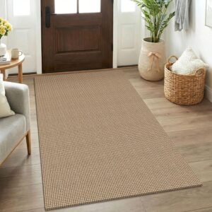KOZYFLY Boho Rugs for Entryway 3×5 ft Washable Area Rug Non Slip Rubber Backed Entry Rug Woven Indoor Door Mat Cotton Kitchen Rugs Floor Carpet for Entryway, Foyer, Backdoor, Orange Beige/Tan/Brown