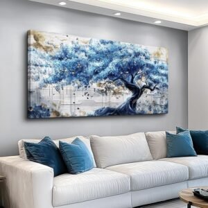 ERQINHUA Blue Tree Wall Paintings Canvas Wall Art For Living Room Large Wall Decor For Bedroom Office Decorations Farmhouse Abstract Watercolour Pictures Artwork Home Decor Ready To Hang 20″X40″