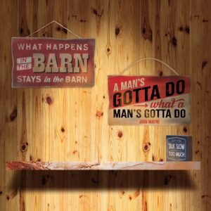 What Happens in the Barn Hanging Wood Wall Decor – Funny Rustic Sign for Barn, Living Room or Kitchen