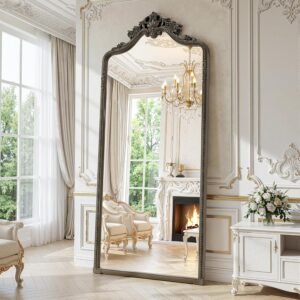71″x32″ Bronze Arched Full Length Mirror with Stand, Full Body Mirrors for Leaning or Hanging, Traditional Ornate Vintage Floor Mirror,Baroque Antique Long Mirrors for Wall,Decor, Living Room, Bedroom
