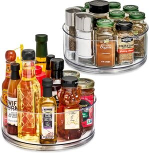 Sorbus 9 Inch Clear Lazy Susan Organizer, Turntable Organizer for Spice Organization for Cabinet, Lazy Susan Turntable for Kitchen, Home, Office, Closet, Classroom, Laundry Room Organization (2-Pack)