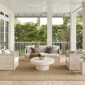 Nuloom Asha Light Brown/Ivory, 8′ x 10′, Casual, Striped Border, Soft and Cozy, High Traffic, Easy Clean, Durable Area Rug for Indoor/Outdoor Patio, Deck, Porch, Garden, Courtyard