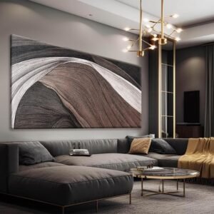 TAIJXAGSG Canvas Art Wall Decor Brown Abstract Wall Art For Living Room Modern Canvas Prints Pictures Black And White Wall Art For Hotel Home Wall Decor 24×48 Inch