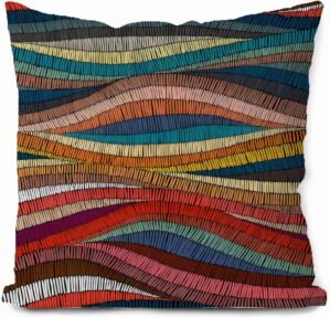 Boho Colorful Pillow Cover 18×18, Abstract Modern Decor Throw Pillow Cover, Bohemian Decor Pillow Case, Mid Century Modern Decorate for Livingroom Bedroom