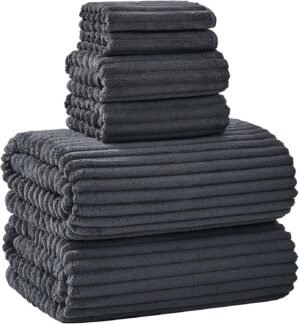 Extra Large Bath Towel Set of 6 (40″x80″),Oversized Bath Sheet Super Soft Highly Absorbent Microfibers Quick Dry Luxury Shower Towel for Bathroom Spa Gym Hotel Yoga (Charcoal Gray, 6Piece)