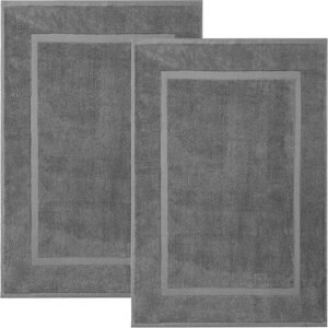 KAHAF COLLECTION Bath Mat Floor Towel Set – Absorbent Cotton Hotel Spa Shower/Bathtub Mats [Not a Bathroom Rug] 22″x34″ Pack of 2