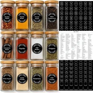 665 Spice Labels Book with A-Z Index, Black Round Pantry Stickers