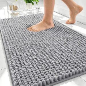 OLANLY Thick Bathroom Rugs 30×20, Extra Soft Absorbent Chenille Bath Rugs, Rubber Backing, Machine Wash Dry, Bath Mats for Bathroom Floor, Tub and Shower, Home Decor Accessories, Grey