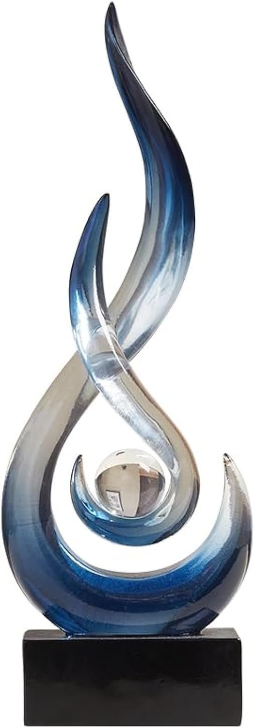 Modern Abstract Art Table Decoration,Resin Flame Statue Modern Centerpiece Ornaments for Living Room Great Gift Idea Home Decor,Collectibles (Bule)